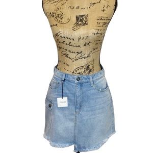 NWT Sneak Peek Light Blue Denim Cut Off Skirt Size Medium